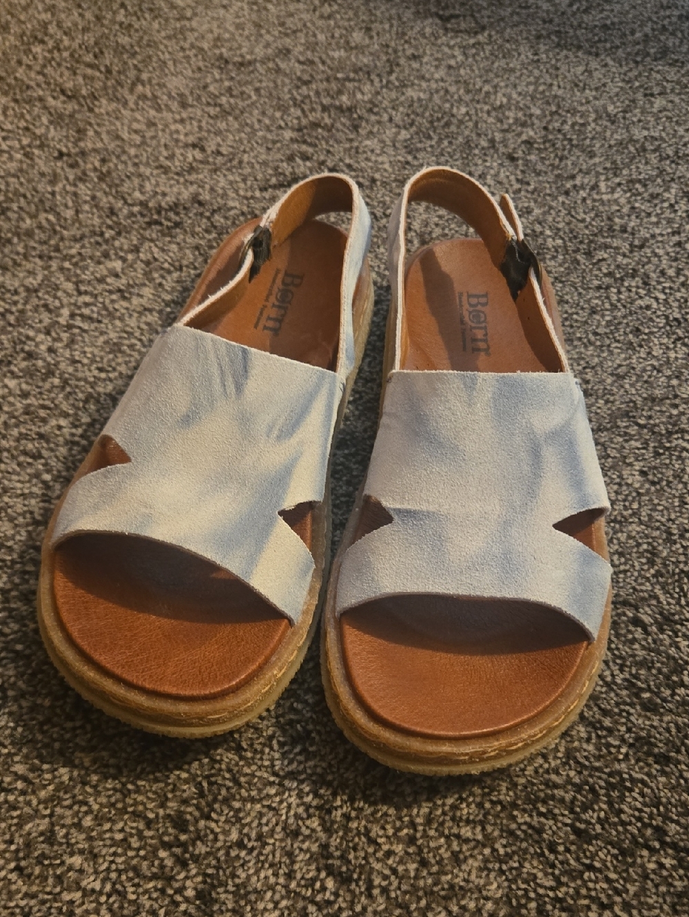 Born Pale Blue Suede Open-Toe Slingback Sandals